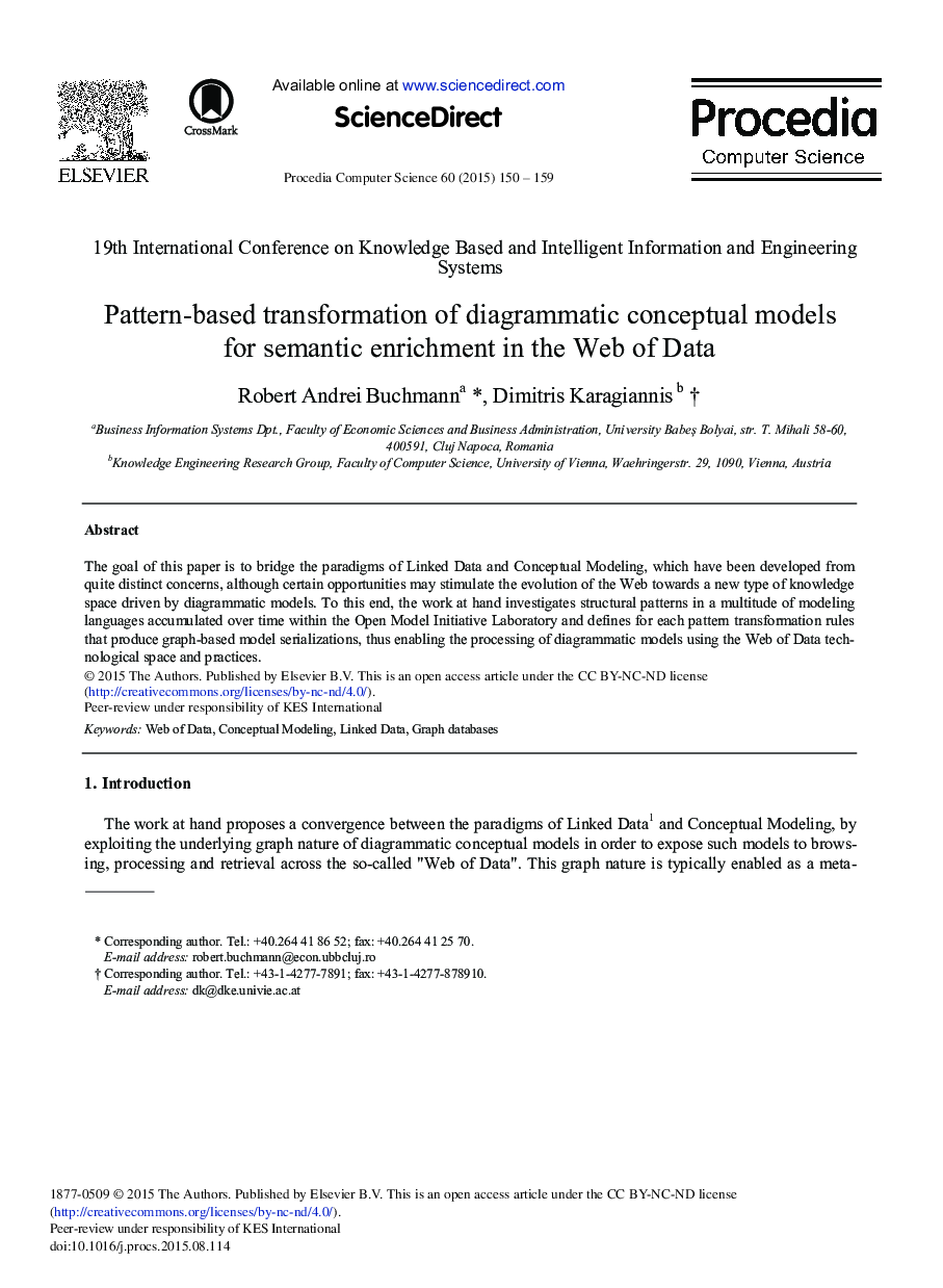 Pattern-based Transformation of Diagrammatic Conceptual Models for Semantic Enrichment in the Web of Data 