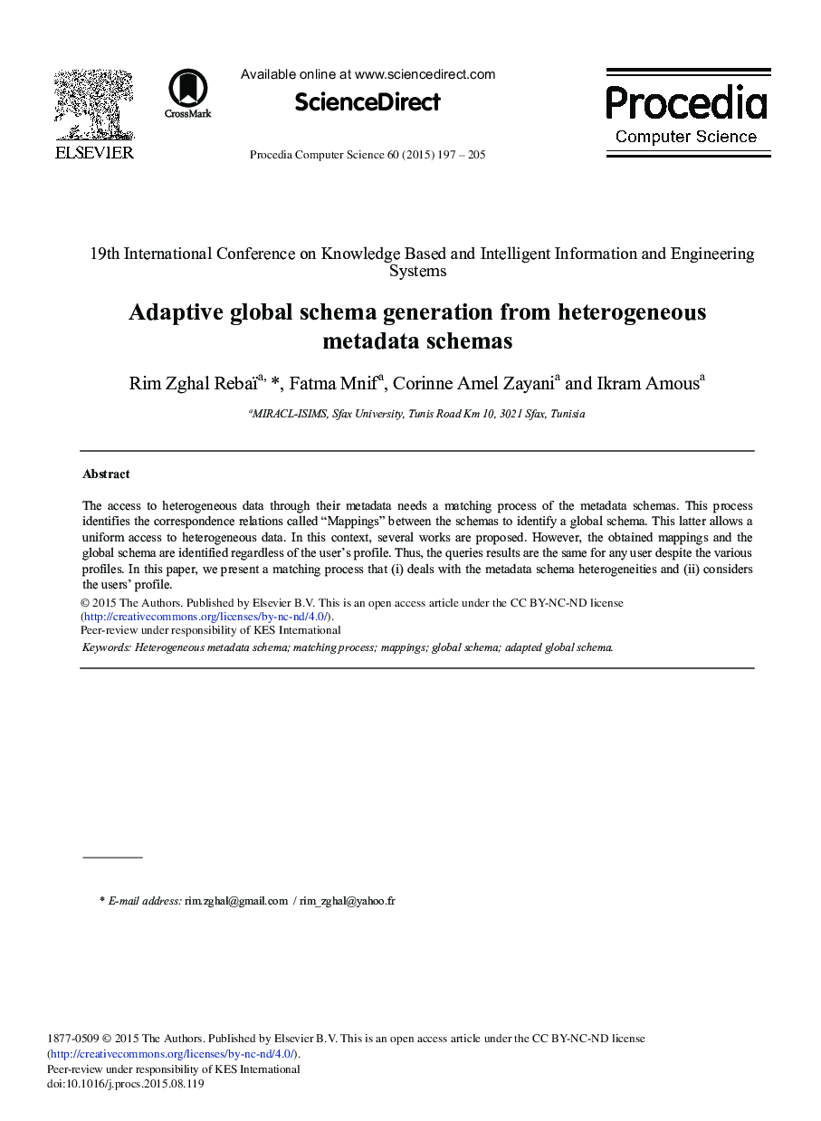 Adaptive Global Schema Generation from Heterogeneous Metadata Schemas 