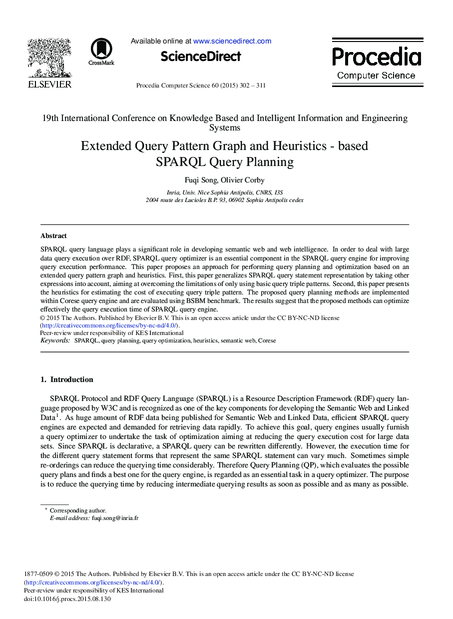 Extended Query Pattern Graph and Heuristics - based SPARQL Query Planning 