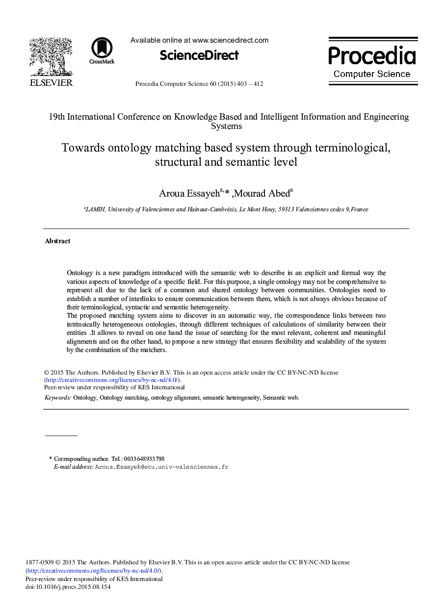 Towards Ontology Matching Based System Through Terminological, Structural and Semantic Level 