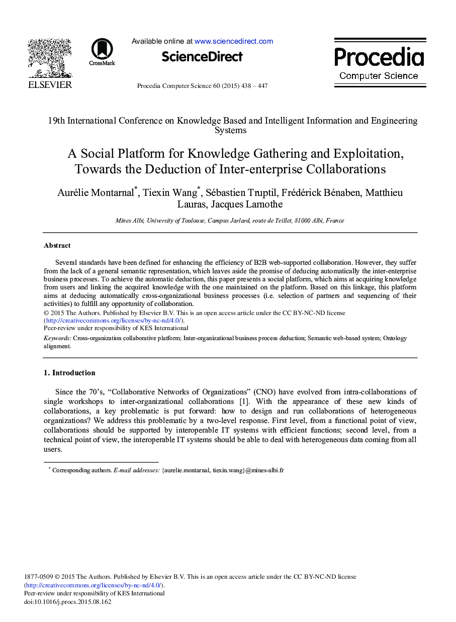 A Social Platform for Knowledge Gathering and Exploitation, Towards the Deduction of Inter-enterprise Collaborations 