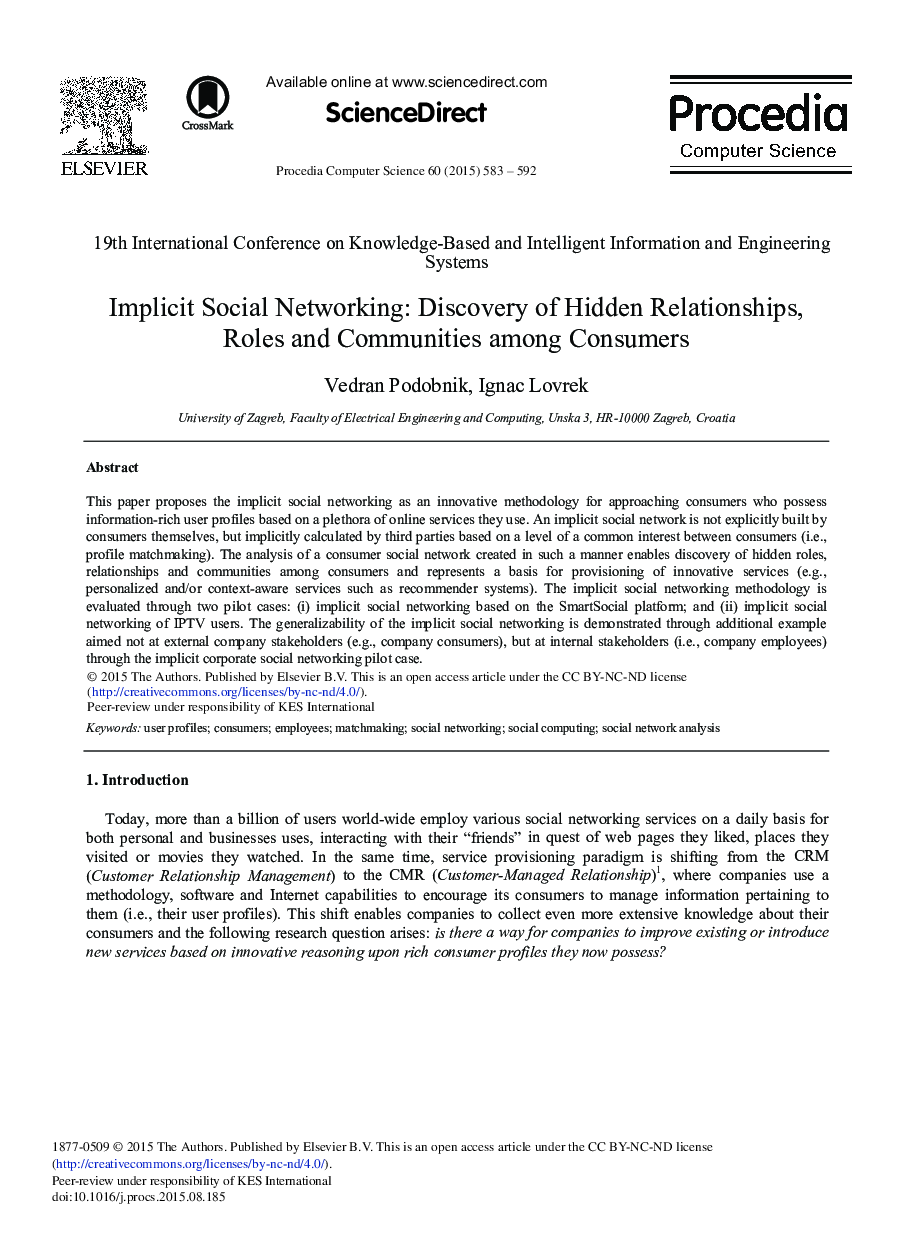 Implicit Social Networking: Discovery of Hidden Relationships, Roles and Communities among Consumers 