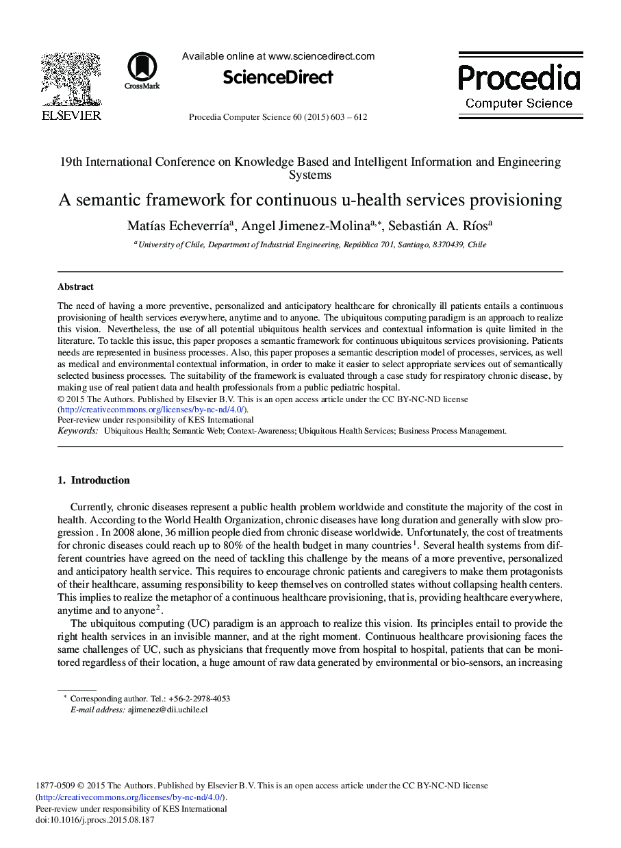 A Semantic Framework for Continuous U-health Services Provisioning 