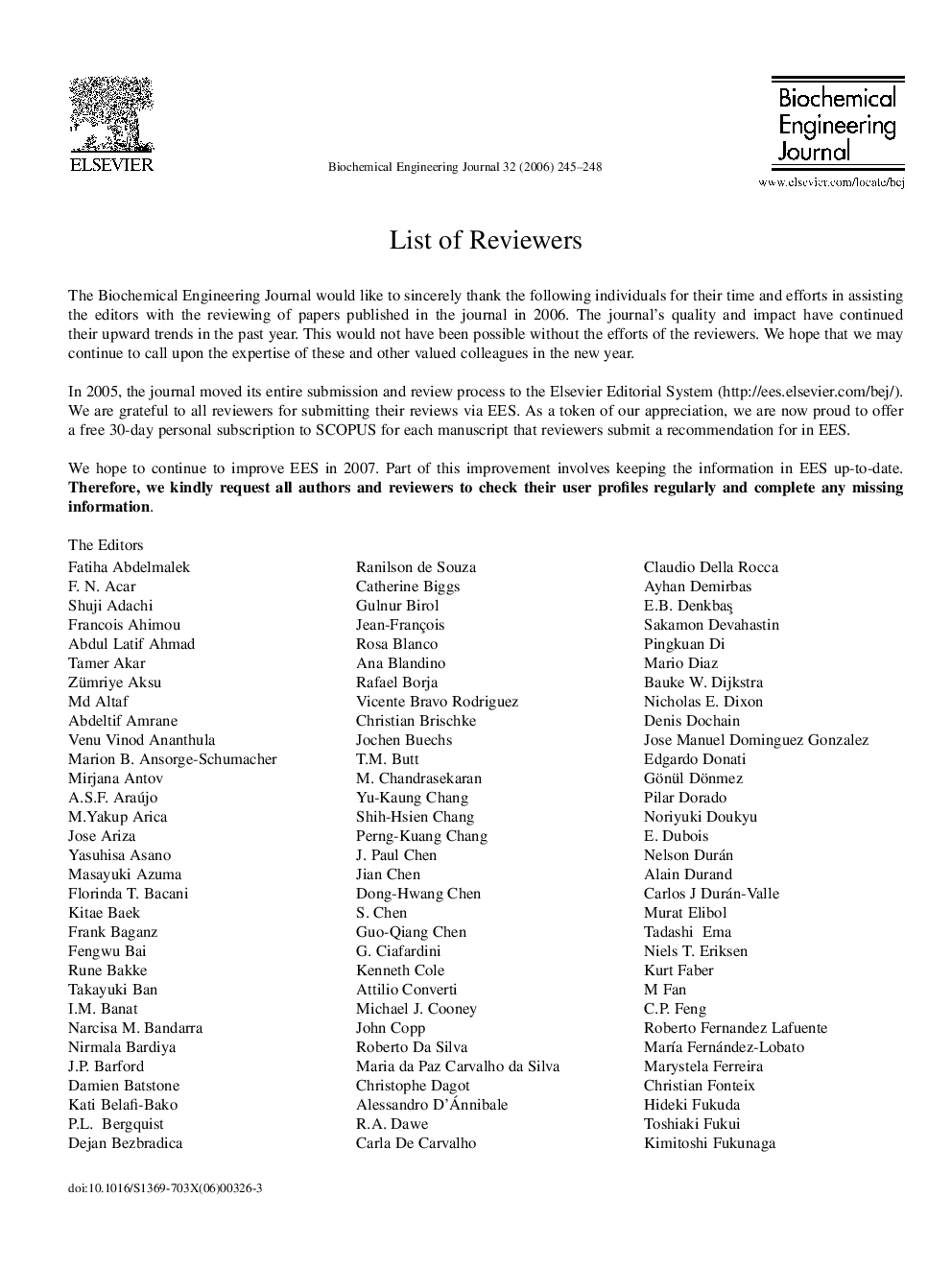 List of Reviewers