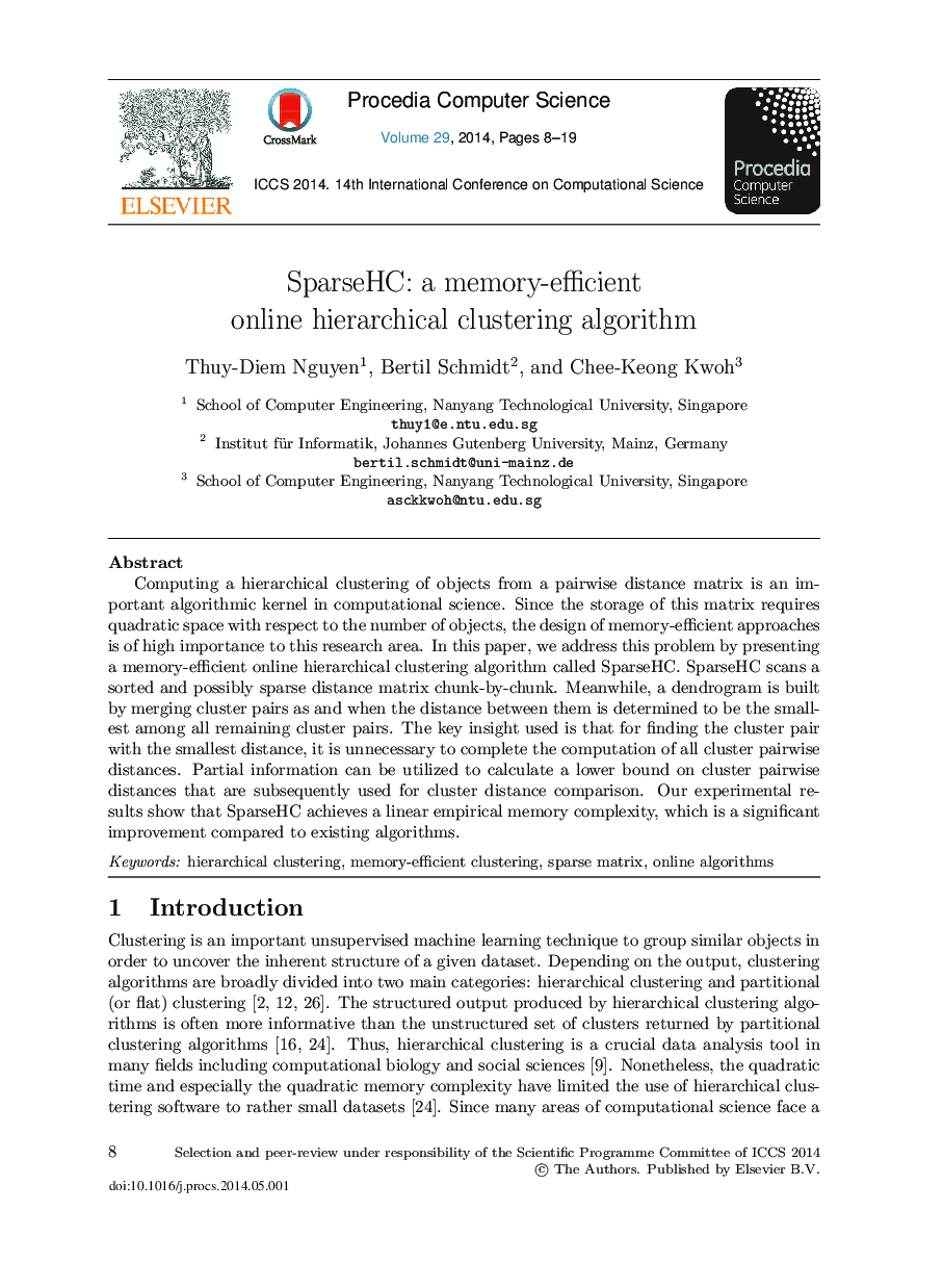 SparseHC: A Memory-efficient Online Hierarchical Clustering Algorithm 