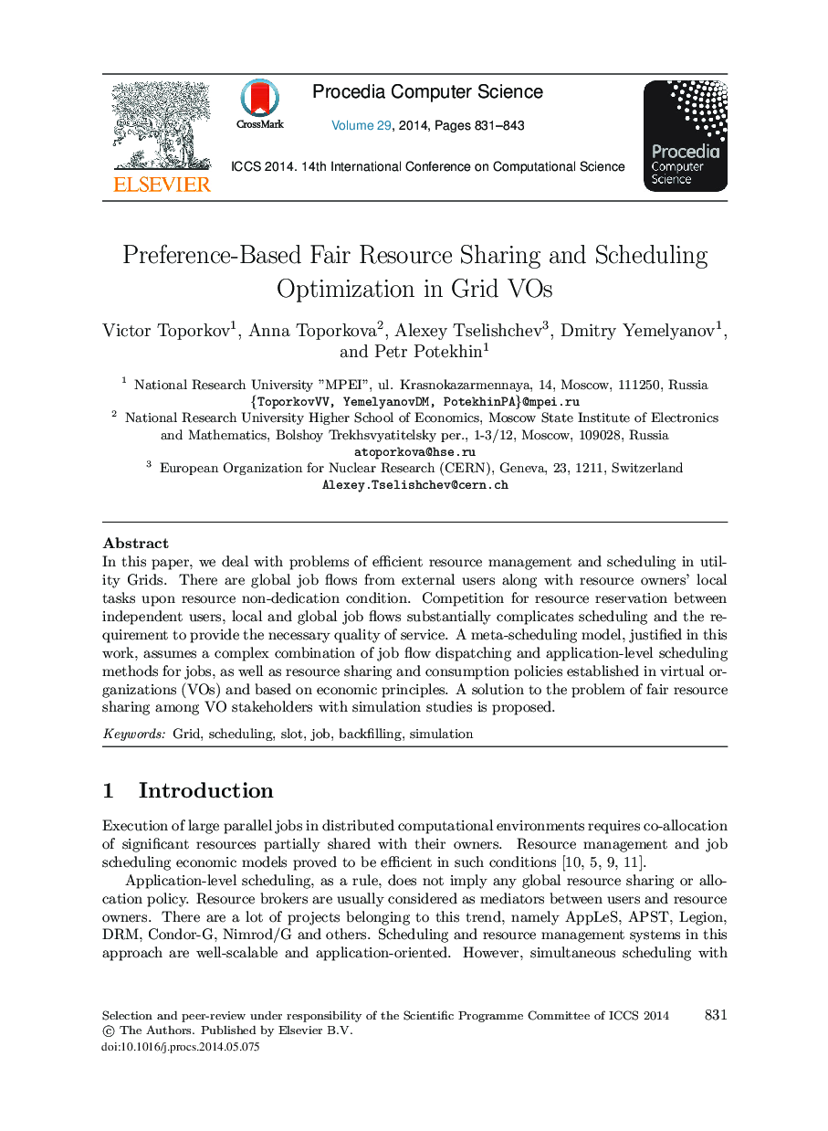 Preference-based Fair Resource Sharing and Scheduling Optimization in Grid VOs 