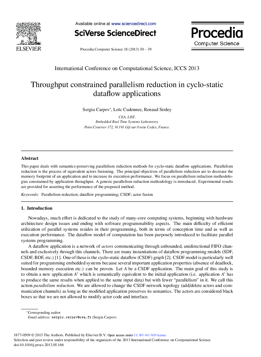 Throughput Constrained Parallelism Reduction in Cyclo-static Dataflow Applications 