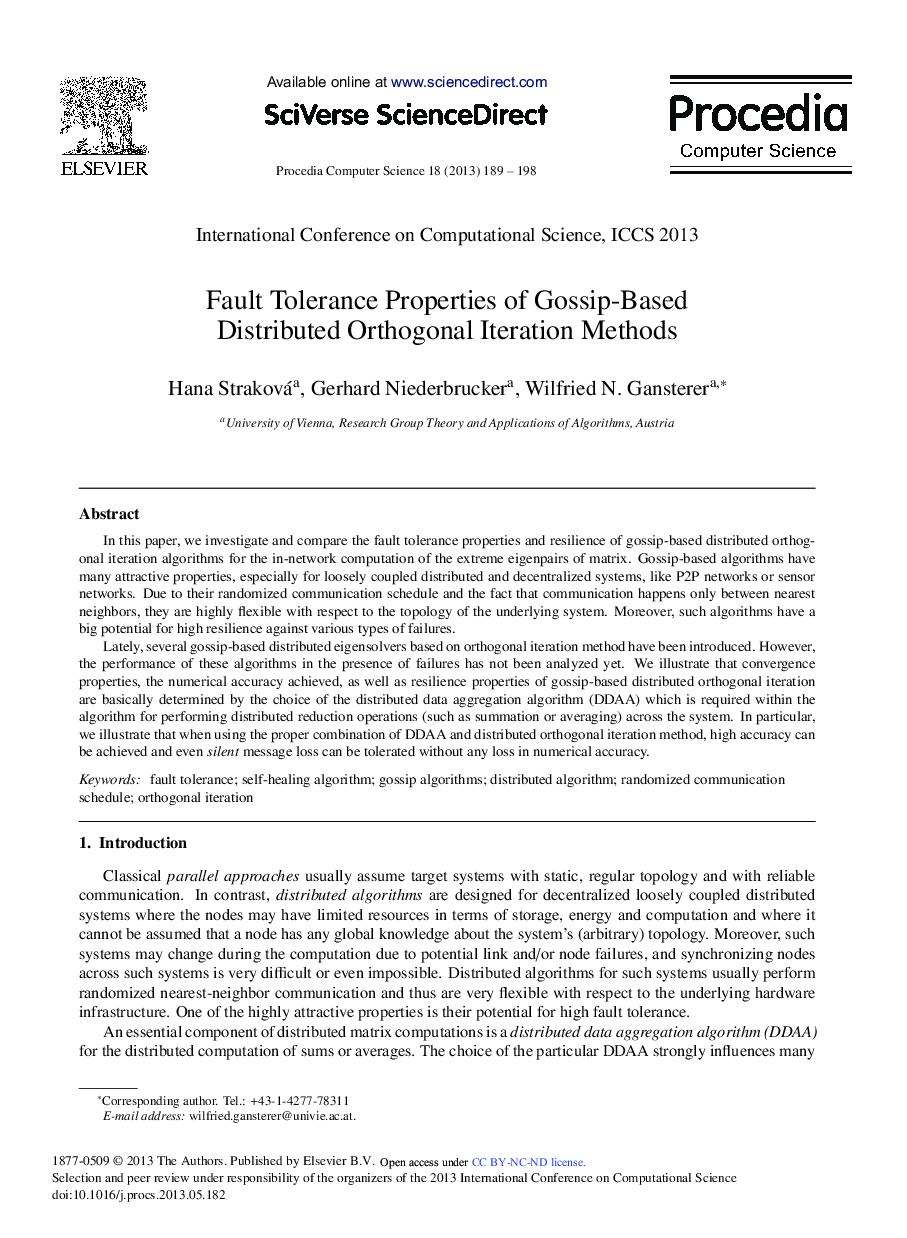 Fault Tolerance Properties of Gossip-Based Distributed Orthogonal Iteration Methods 