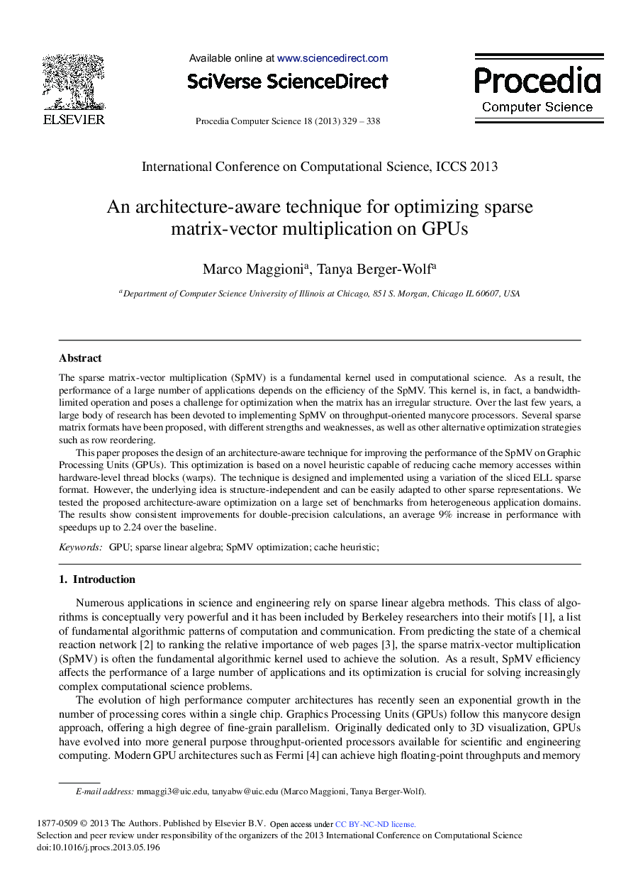 An Architecture-aware Technique for Optimizing Sparse Matrix-vector Multiplication on GPUs 