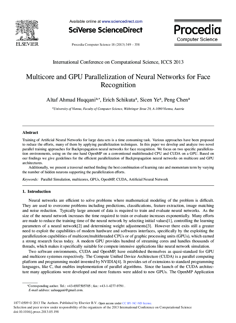 Multicore and GPU Parallelization of Neural Networks for Face Recognition 