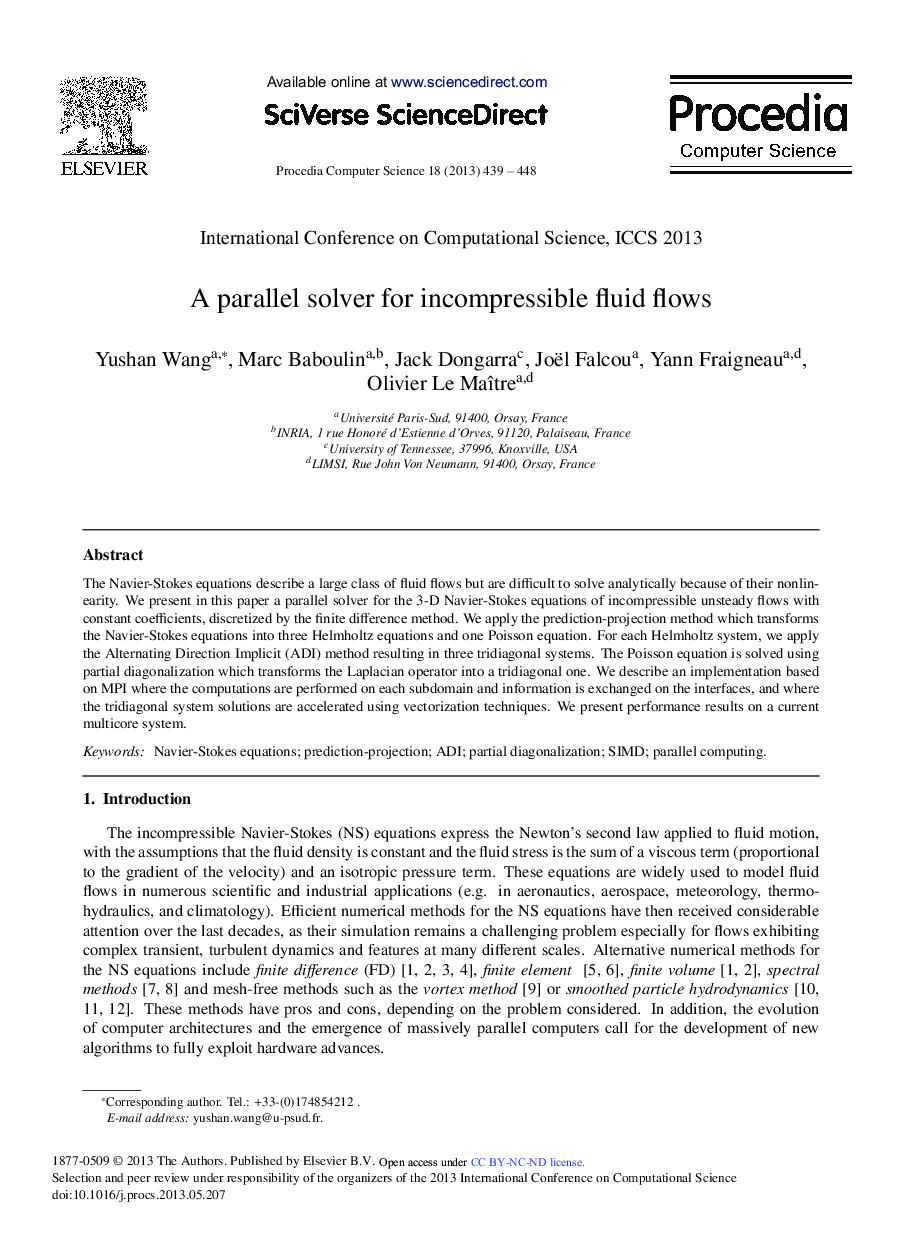 A Parallel Solver for Incompressible Fluid Flows 