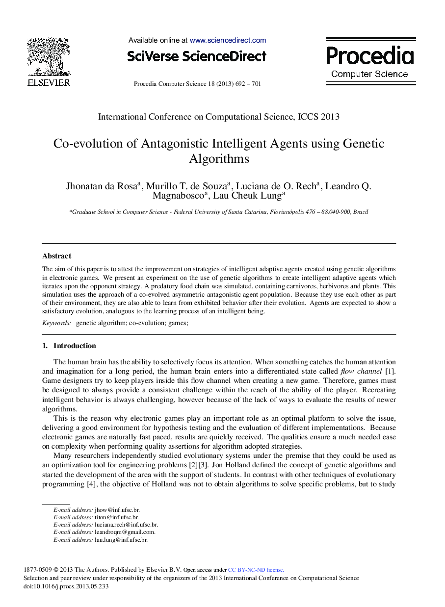 Co-evolution of Antagonistic Intelligent Agents Using Genetic Algorithms 