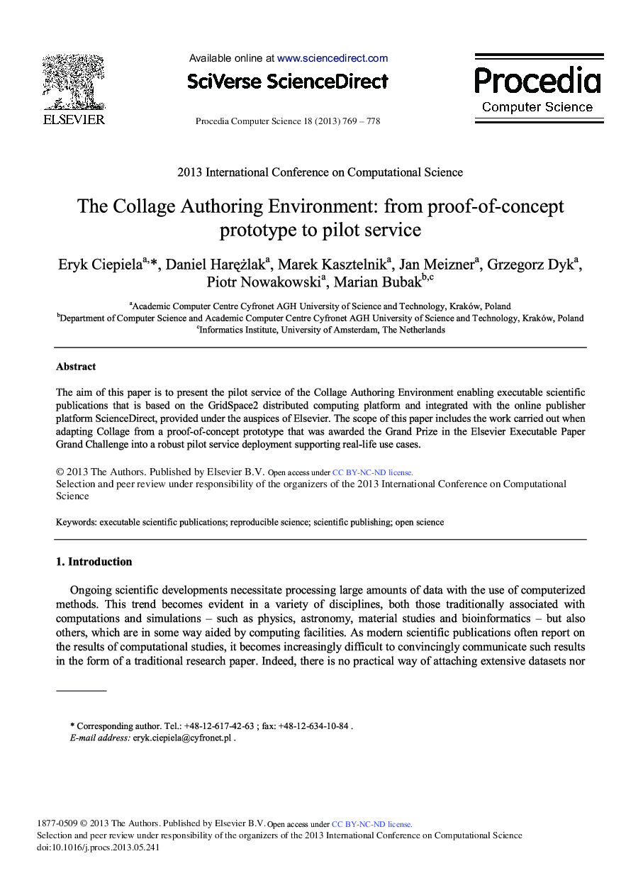 The Collage Authoring Environment: From Proof-of-Concept Prototype to Pilot Service 