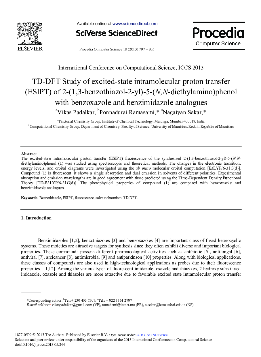 TD-DFT Study of Excited-State Intramolecular Proton Transfer (ESIPT) of 2-(1,3-benzothiazol-2-yl)-5-(N,N-diethylamino)Phenol with Benzoxazole and Benzimidazole Analogues 