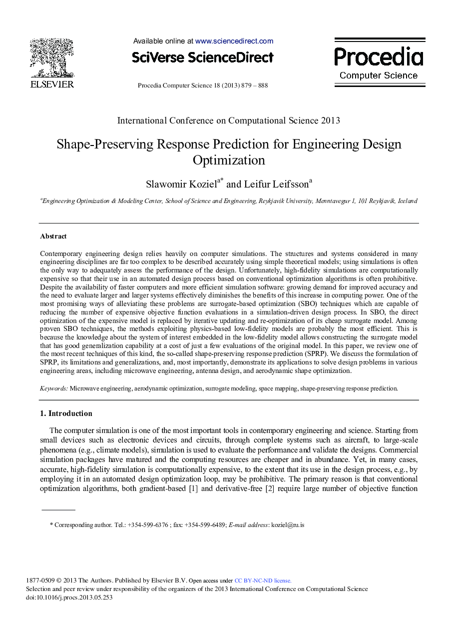 Shape-Preserving Response Prediction for Engineering Design Optimization 