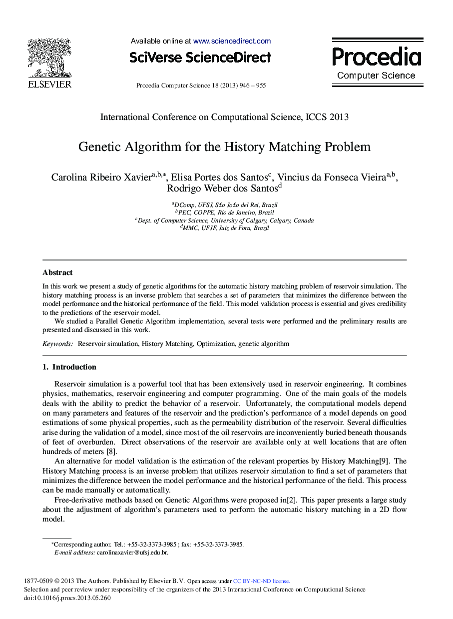 Genetic Algorithm for the History Matching Problem 