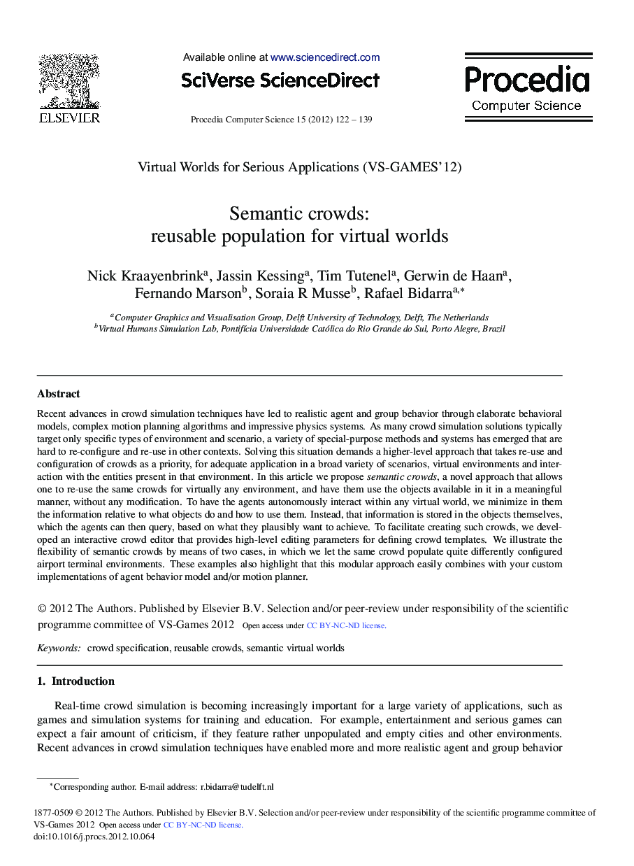 Semantic Crowds: Reusable Population for Virtual Worlds 