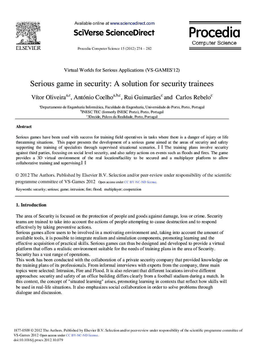 Serious Game in Security: A Solution for Security Trainees 