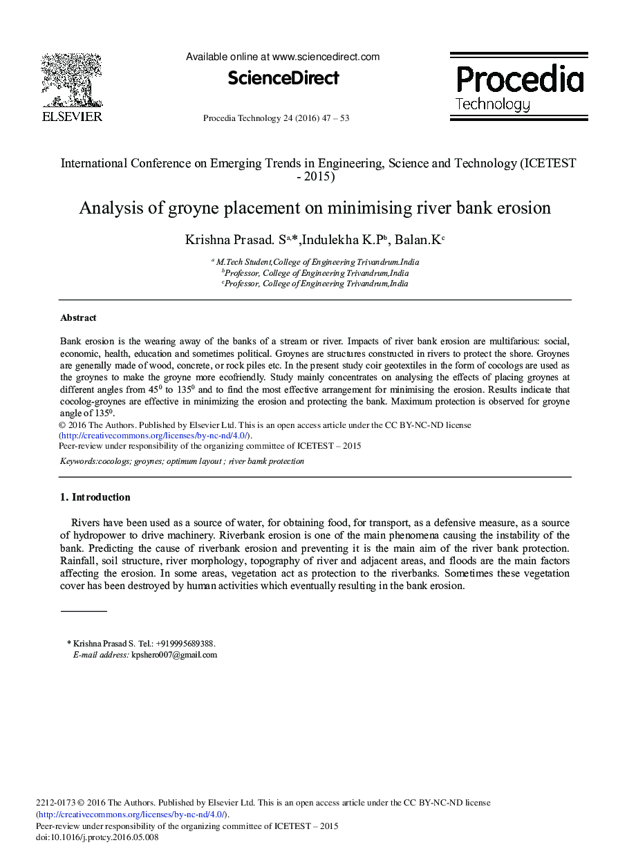 Analysis of Groyne Placement on Minimising River Bank Erosion 