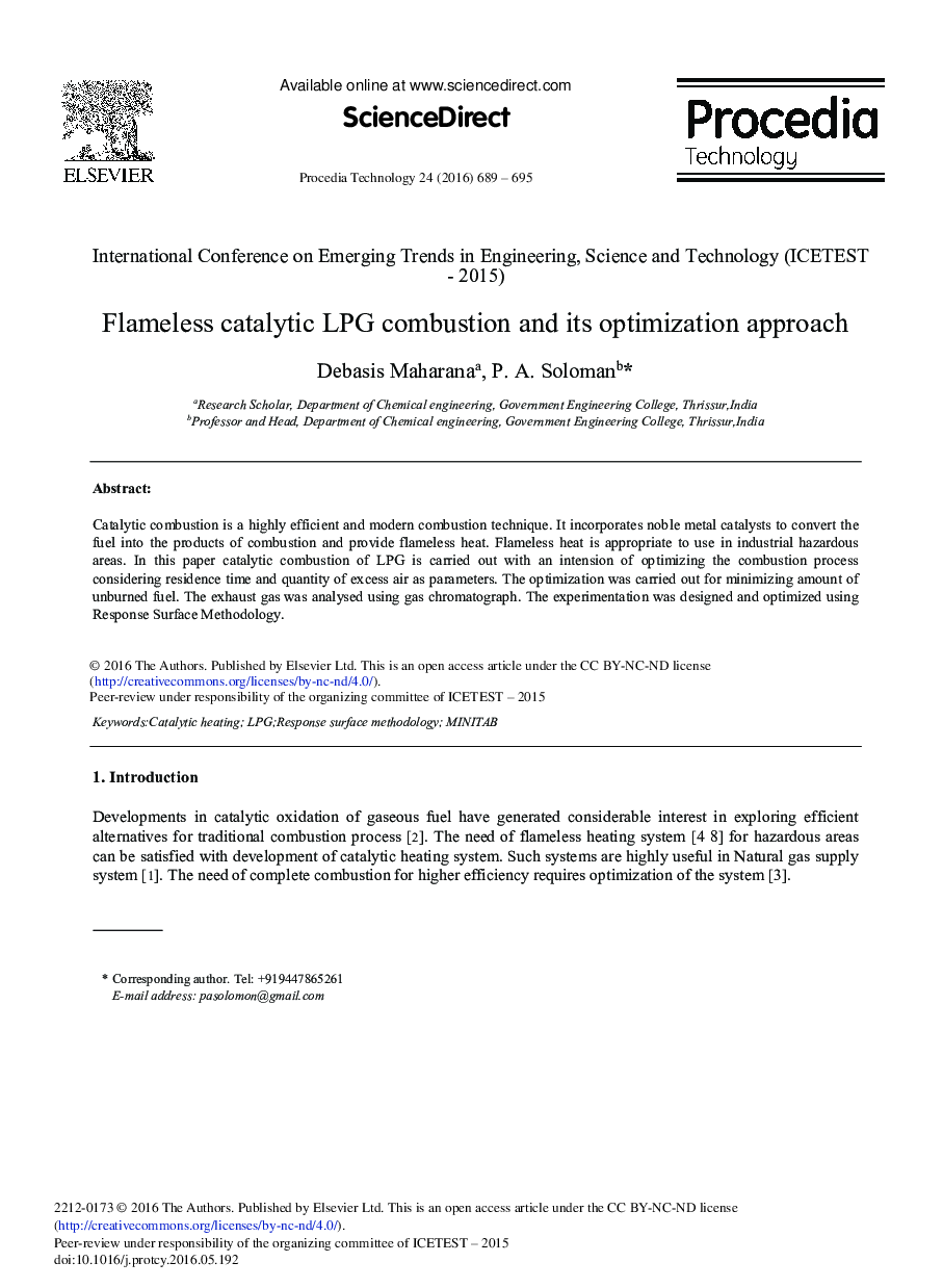 Flameless Catalytic LPG Combustion and its Optimization Approach 