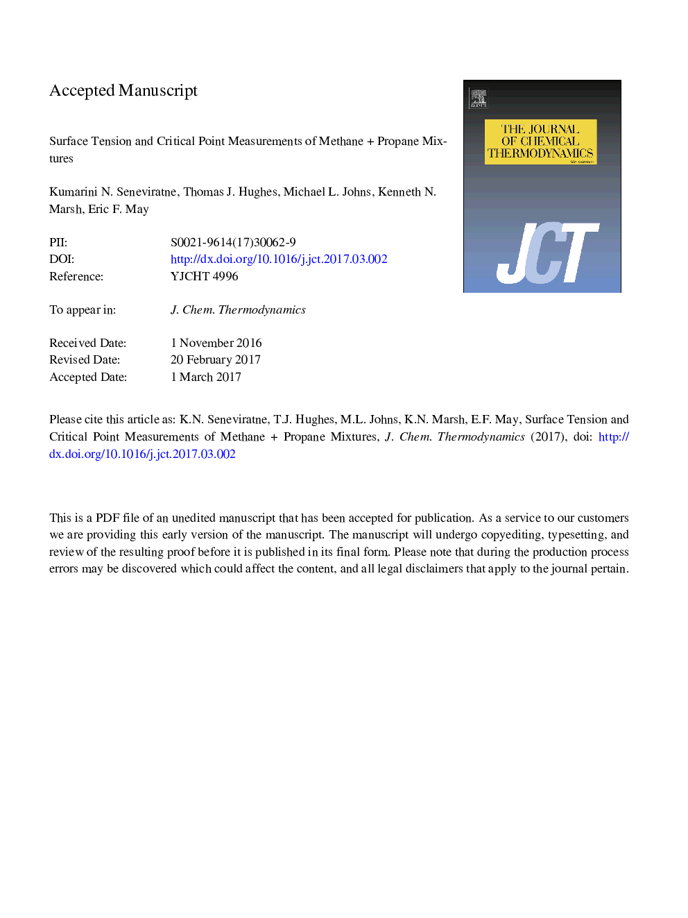 Surface tension and critical point measurements of methaneÂ +Â propane mixtures