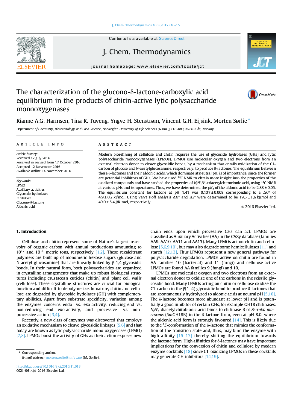 The characterization of the glucono-Î´-lactone-carboxylic acid equilibrium in the products of chitin-active lytic polysaccharide monooxygenases