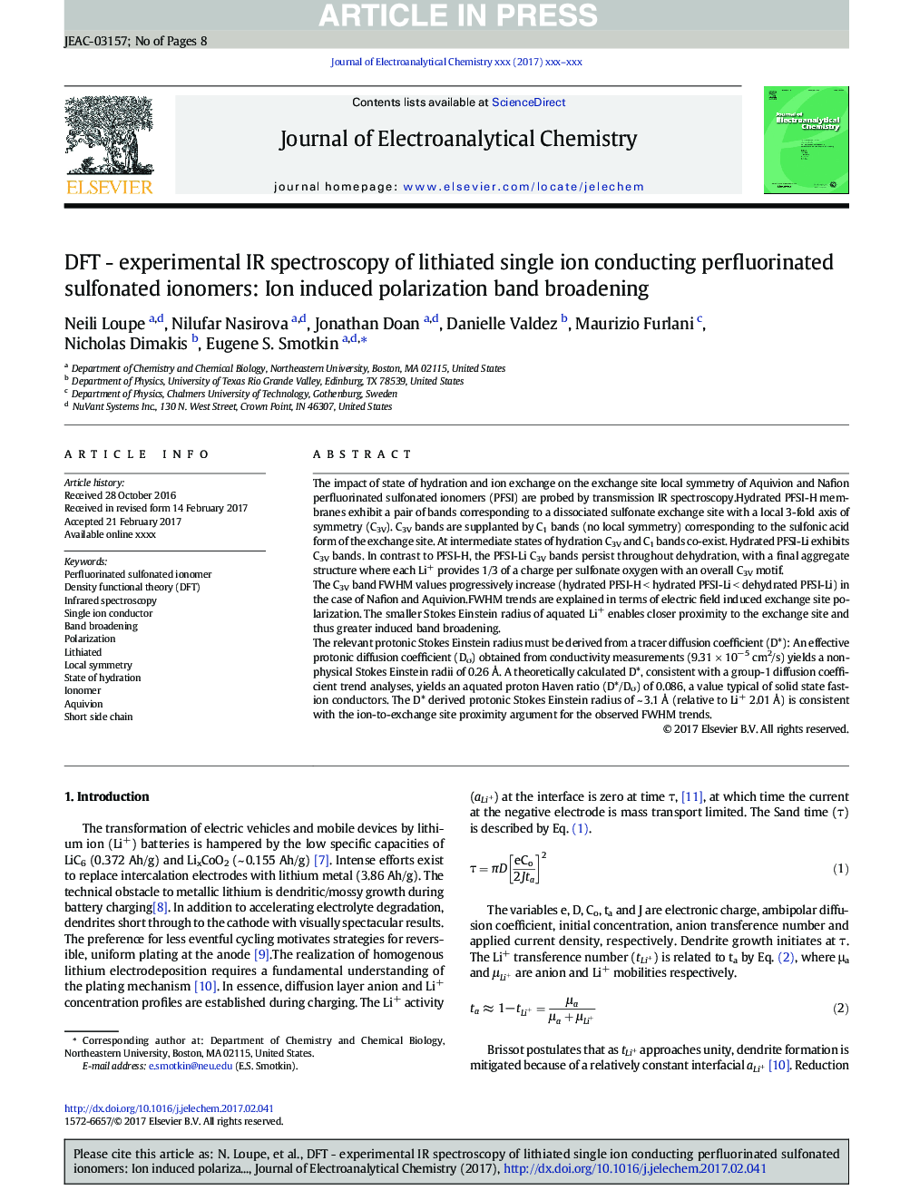 DFT - experimental IR spectroscopy of lithiated single ion conducting perfluorinated sulfonated ionomers: Ion induced polarization band broadening