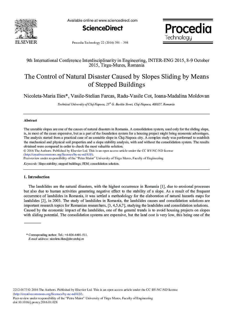 The Control of Natural Disaster Caused by Slopes Sliding by Means of Stepped Buildings 