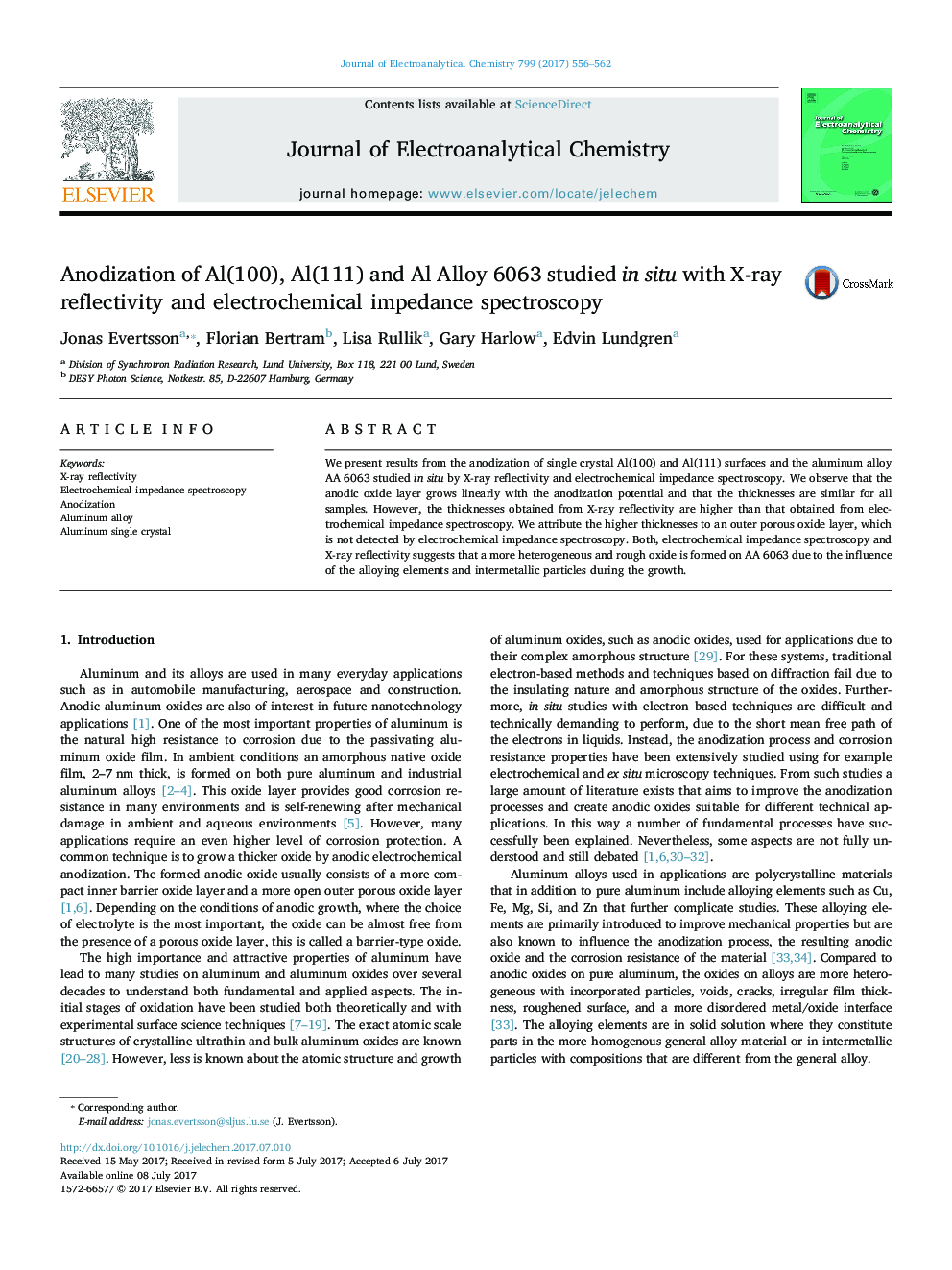 Anodization of Al(100), Al(111) and Al Alloy 6063 studied in situ with X-ray reflectivity and electrochemical impedance spectroscopy