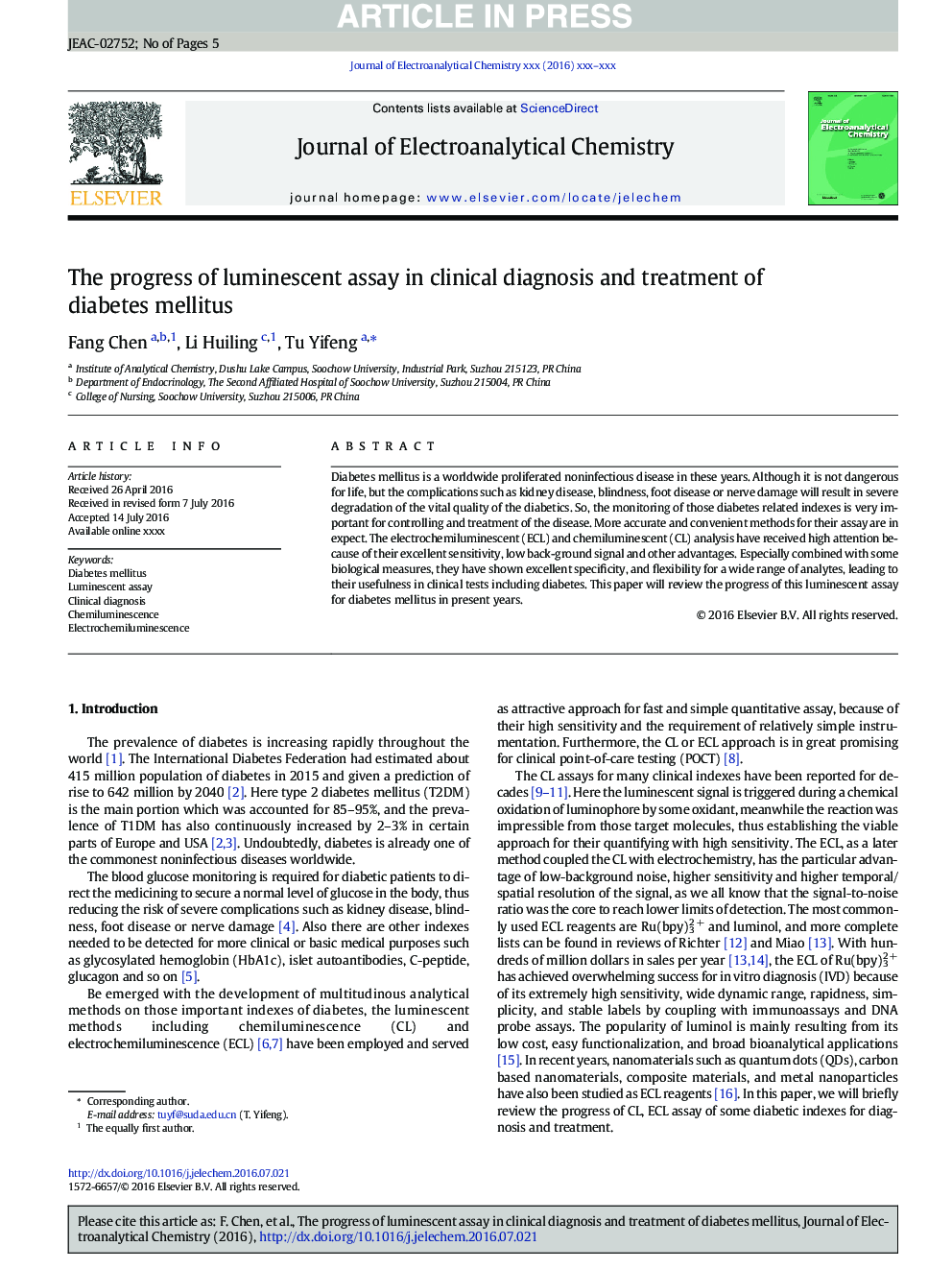 The progress of luminescent assay in clinical diagnosis and treatment of diabetes mellitus