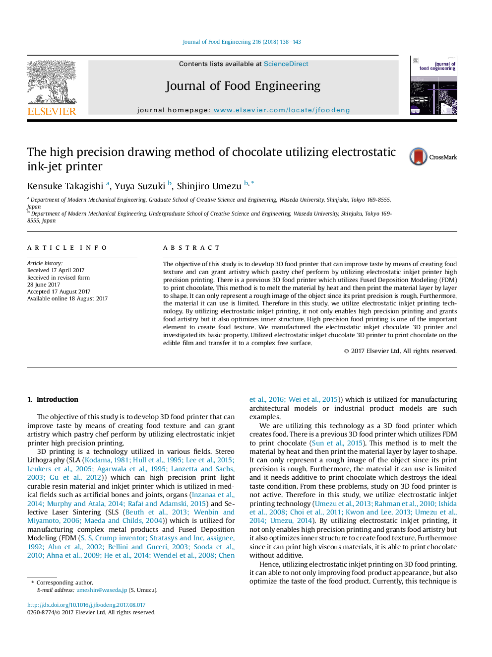 The high precision drawing method of chocolate utilizing electrostatic ink-jet printer