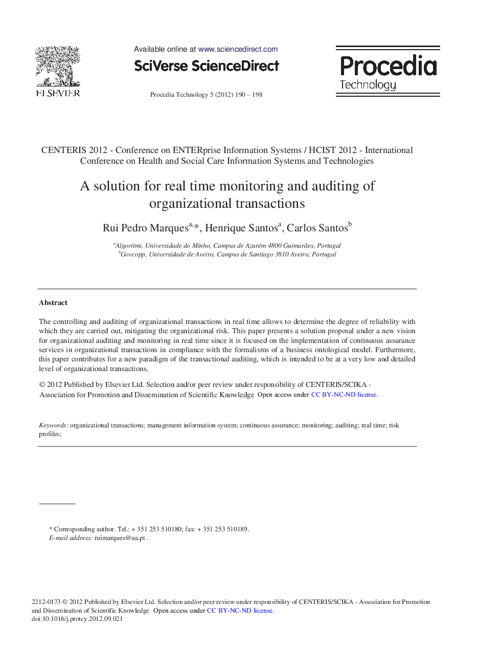 A solution for real time monitoring and auditing of organizational transactions