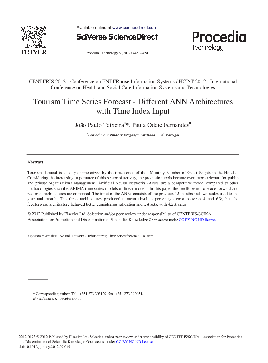 Tourism Time Series Forecast -Different ANN Architectures with Time Index Input