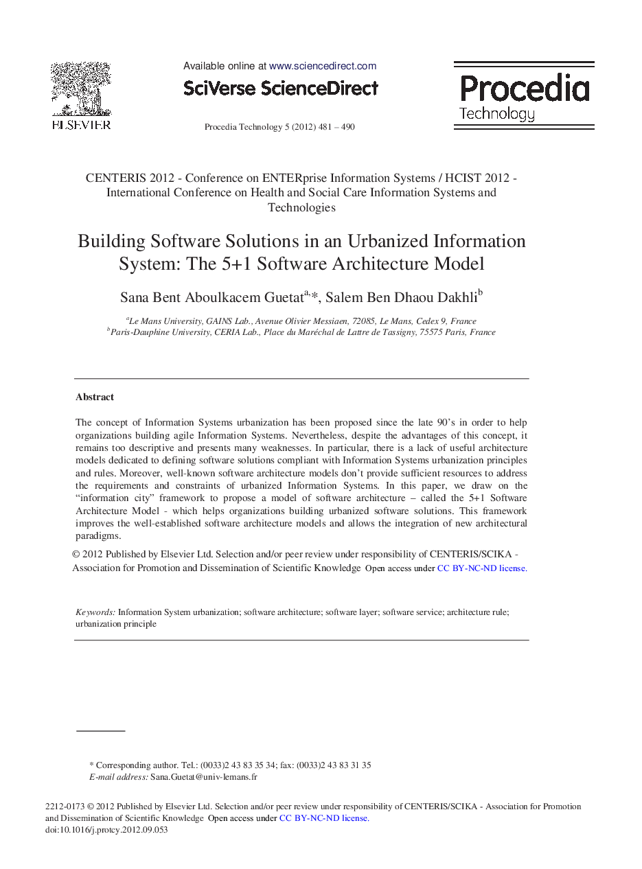 Building Software Solutions in an Urbanized Information System: The 5+1 Software Architecture Model