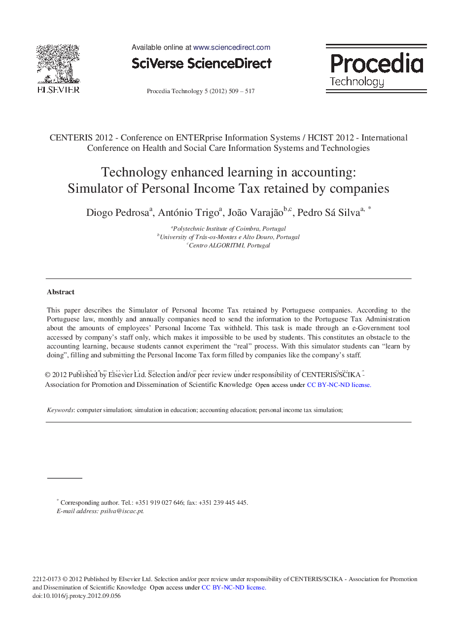 Technology Enhanced Learning in Accounting: Simulator of Personal Income Tax Retained by Companies