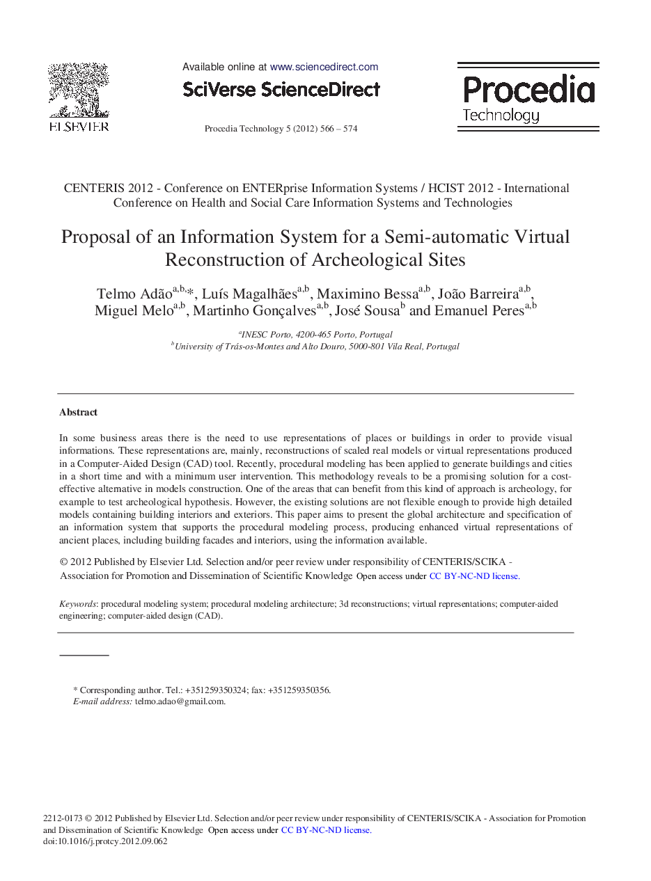 Proposal of an Information System for a Semi-automatic Virtual Reconstruction of Archeological Sites