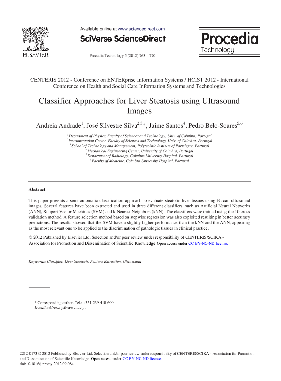 Classifier Approaches for Liver Steatosis using Ultrasound Images