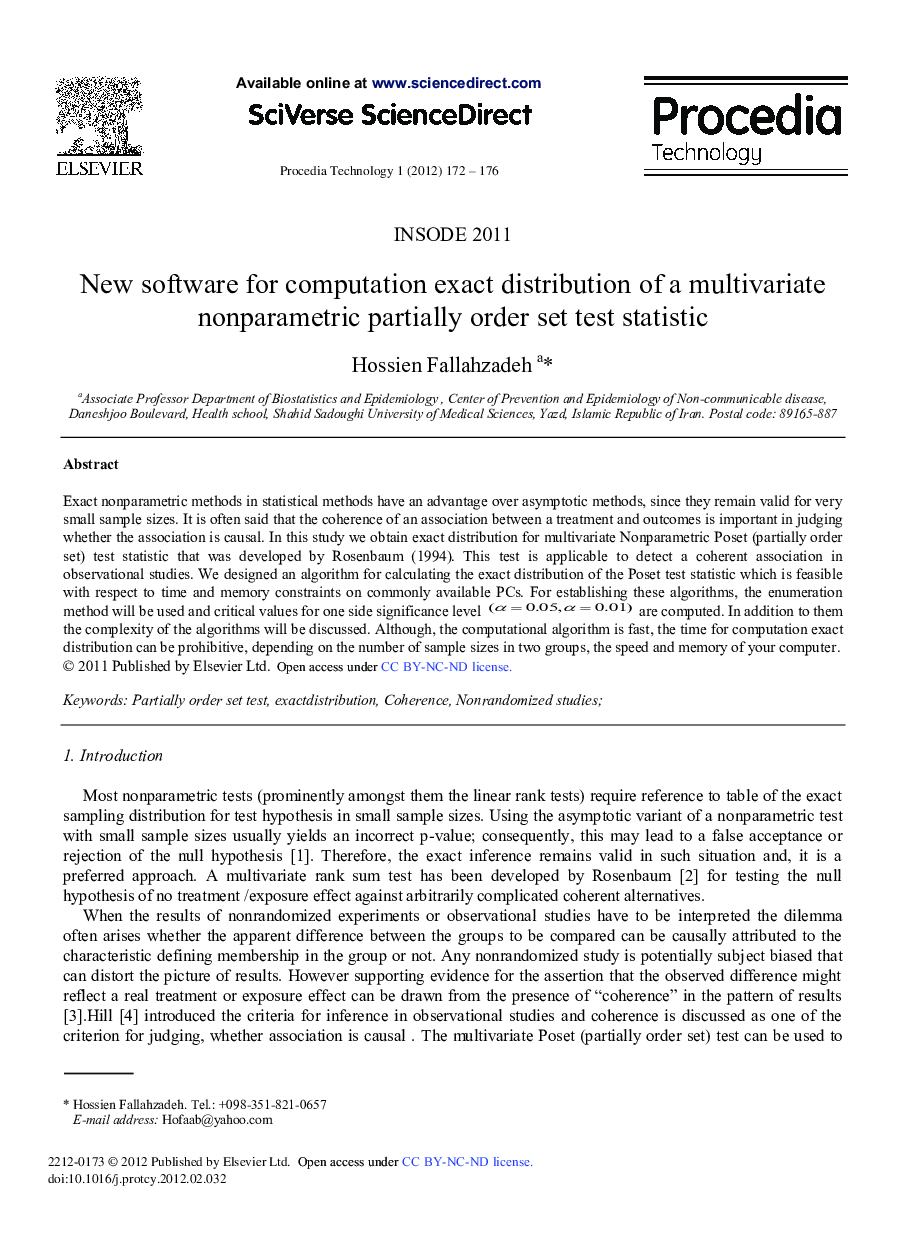 New software for computation exact distribution of a multivariate nonparametric partially order set test statistic