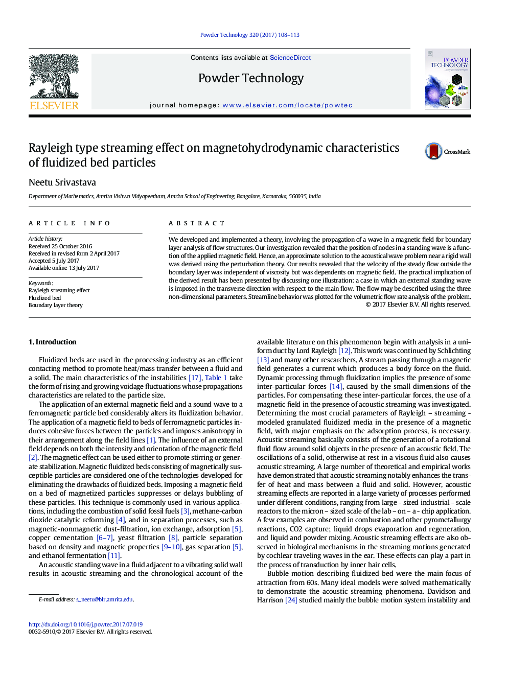 Rayleigh type streaming effect on magnetohydrodynamic characteristics of fluidized bed particles