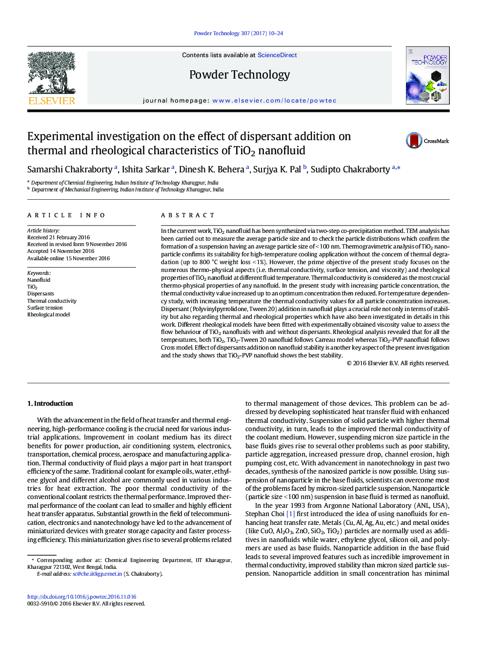 Experimental investigation on the effect of dispersant addition on thermal and rheological characteristics of TiO2 nanofluid