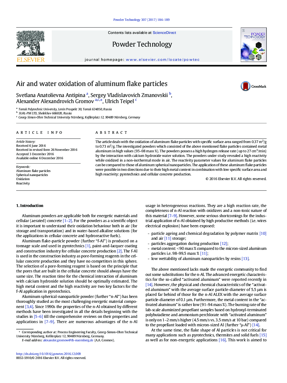 Air and water oxidation of aluminum flake particles