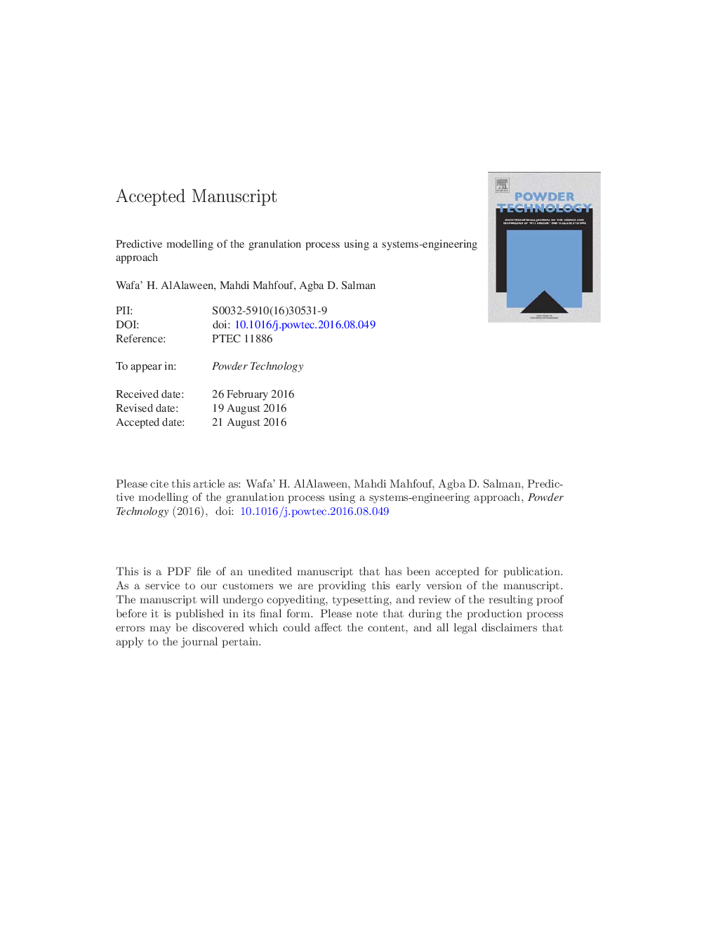 Predictive modelling of the granulation process using a systems-engineering approach