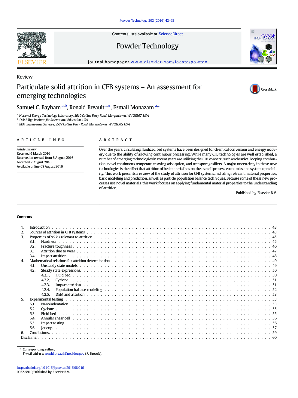 Particulate solid attrition in CFB systems - An assessment for emerging technologies