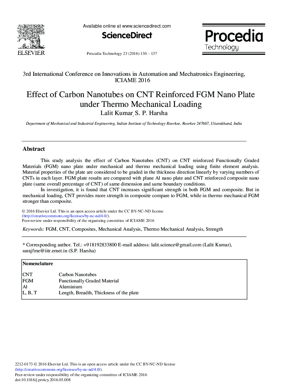 Effect of Carbon Nanotubes on CNT Reinforced FGM Nano Plate under Thermo Mechanical Loading 