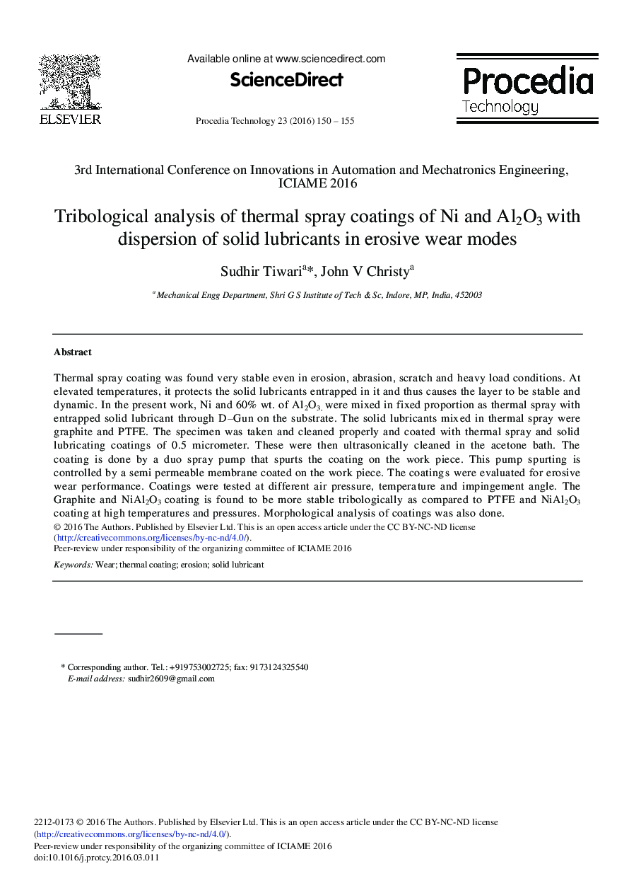 Tribological Analysis of Thermal Spray Coatings of Ni and Al2O3 with Dispersion of Solid Lubricants in Erosive Wear Modes 