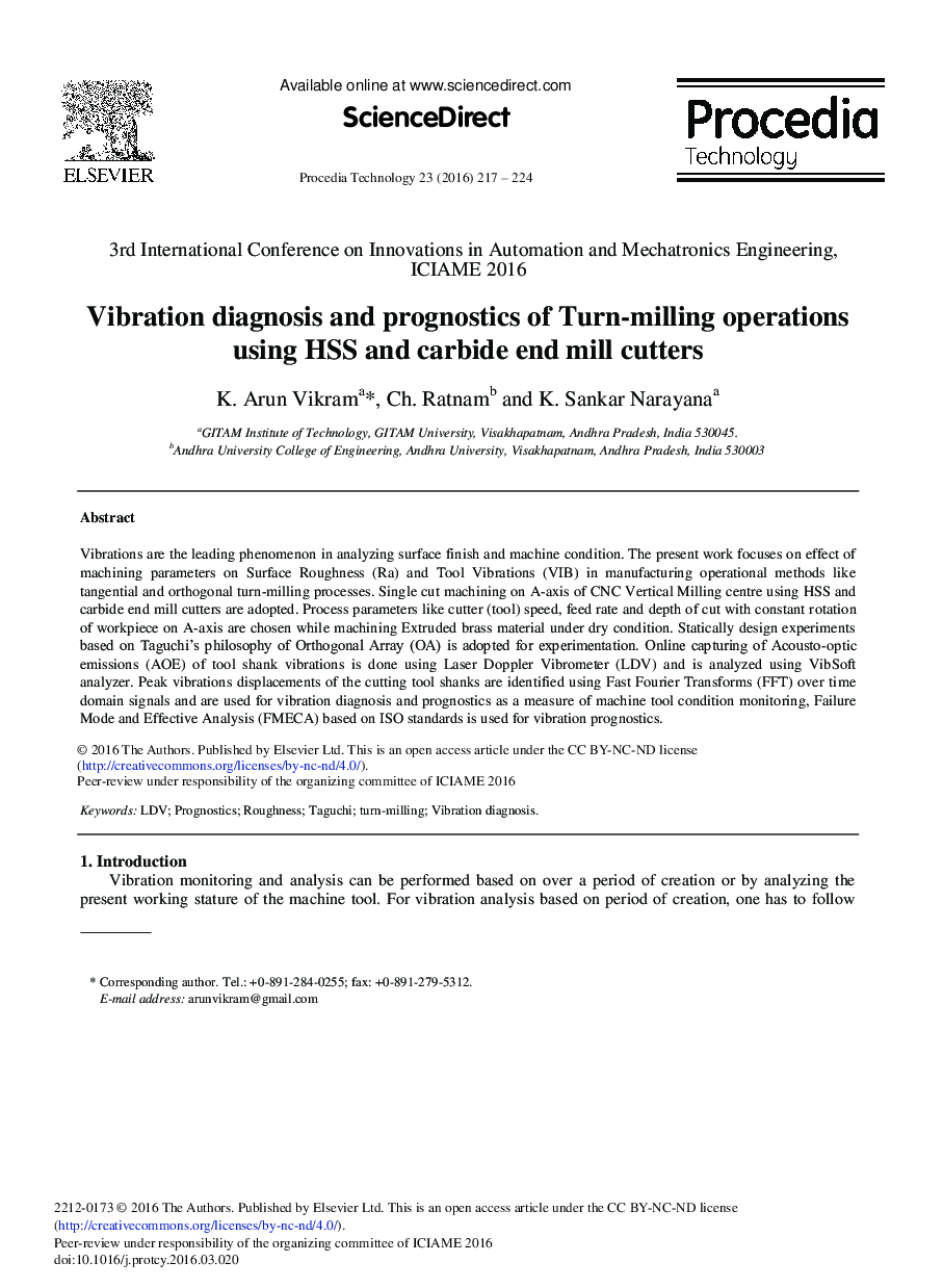 Vibration Diagnosis and Prognostics of Turn-milling Operations using HSS and Carbide End Mill Cutters 