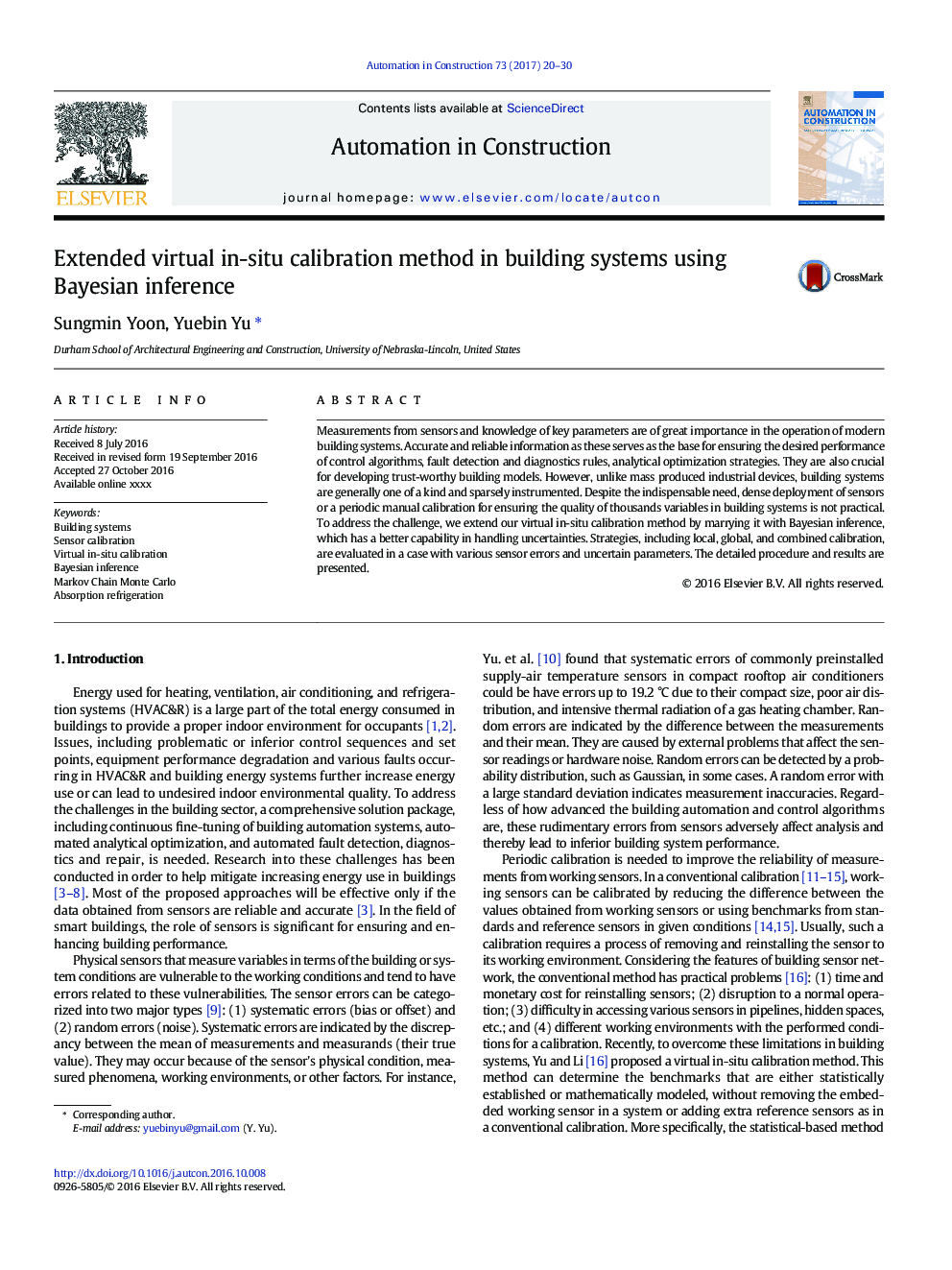 Extended virtual in-situ calibration method in building systems using Bayesian inference