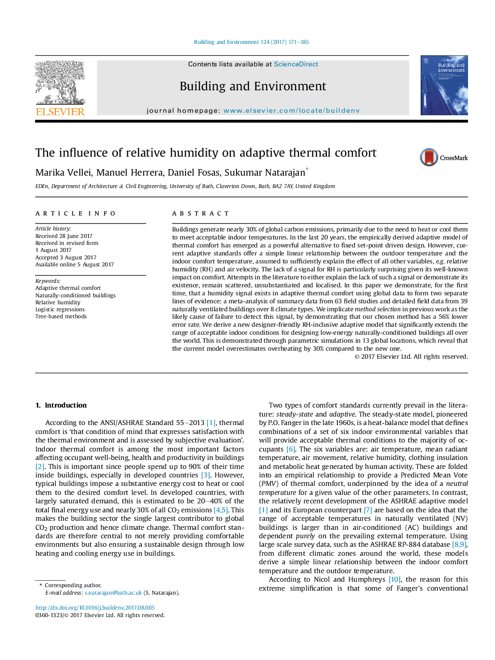 The influence of relative humidity on adaptive thermal comfort