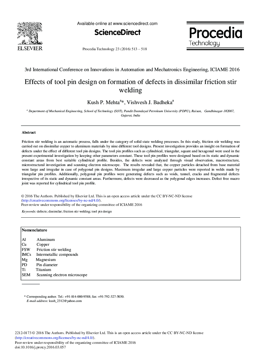 Effects of Tool Pin Design on Formation of Defects in Dissimilar Friction Stir Welding 