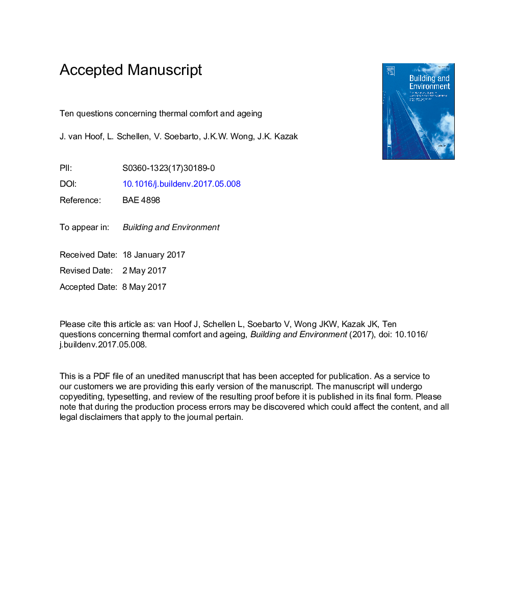 Ten questions concerning thermal comfort and ageing